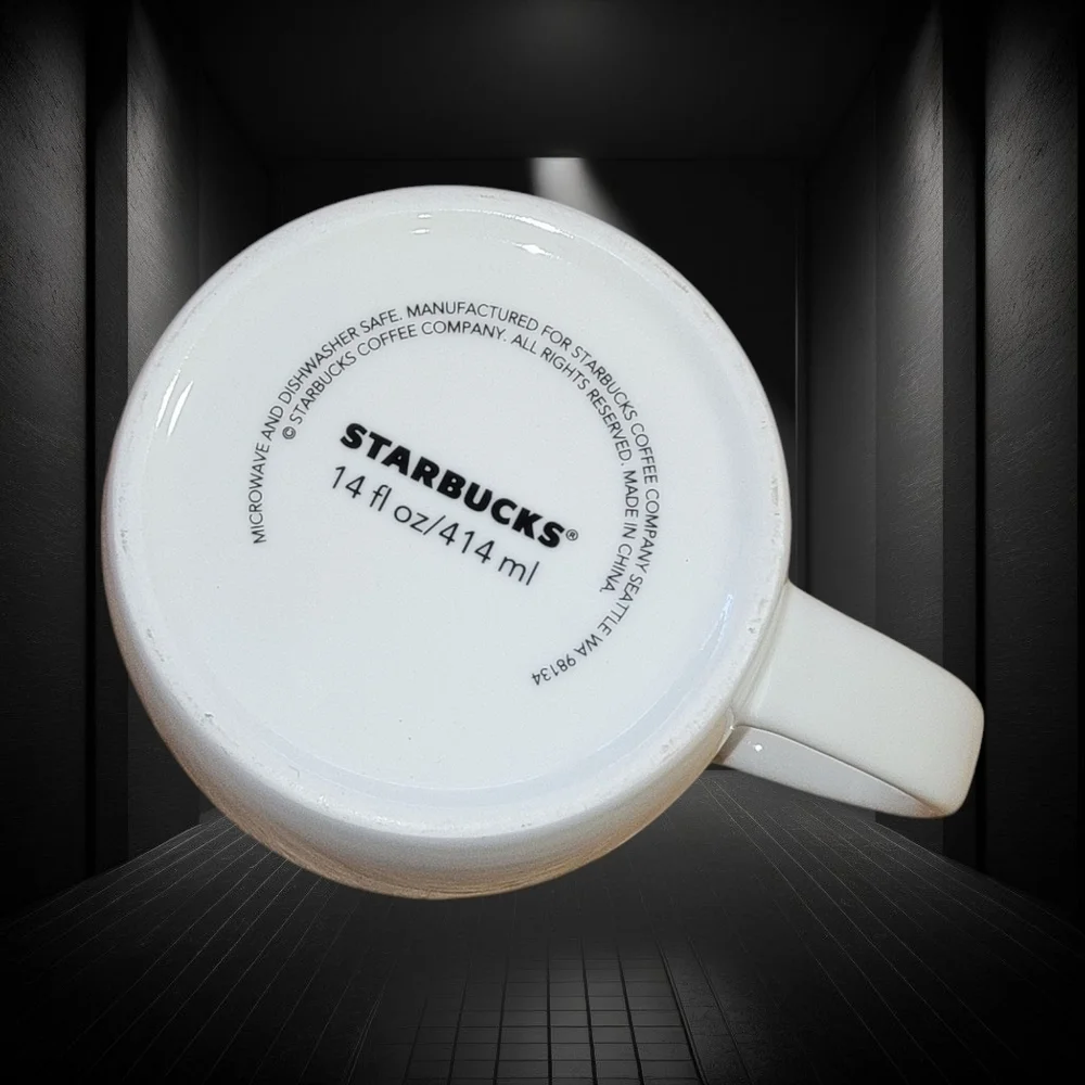 Starbucks Classic Black Mermaid Logo White Coffee Fat Mug 14oz Cup Tea